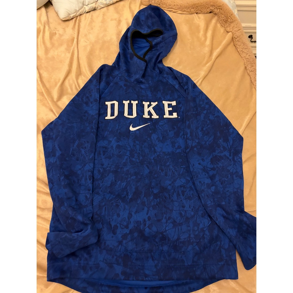 Nike Dri-FIT Duke Blue Devils Hoodie Mens Medium Blue Camo Pullover Performance